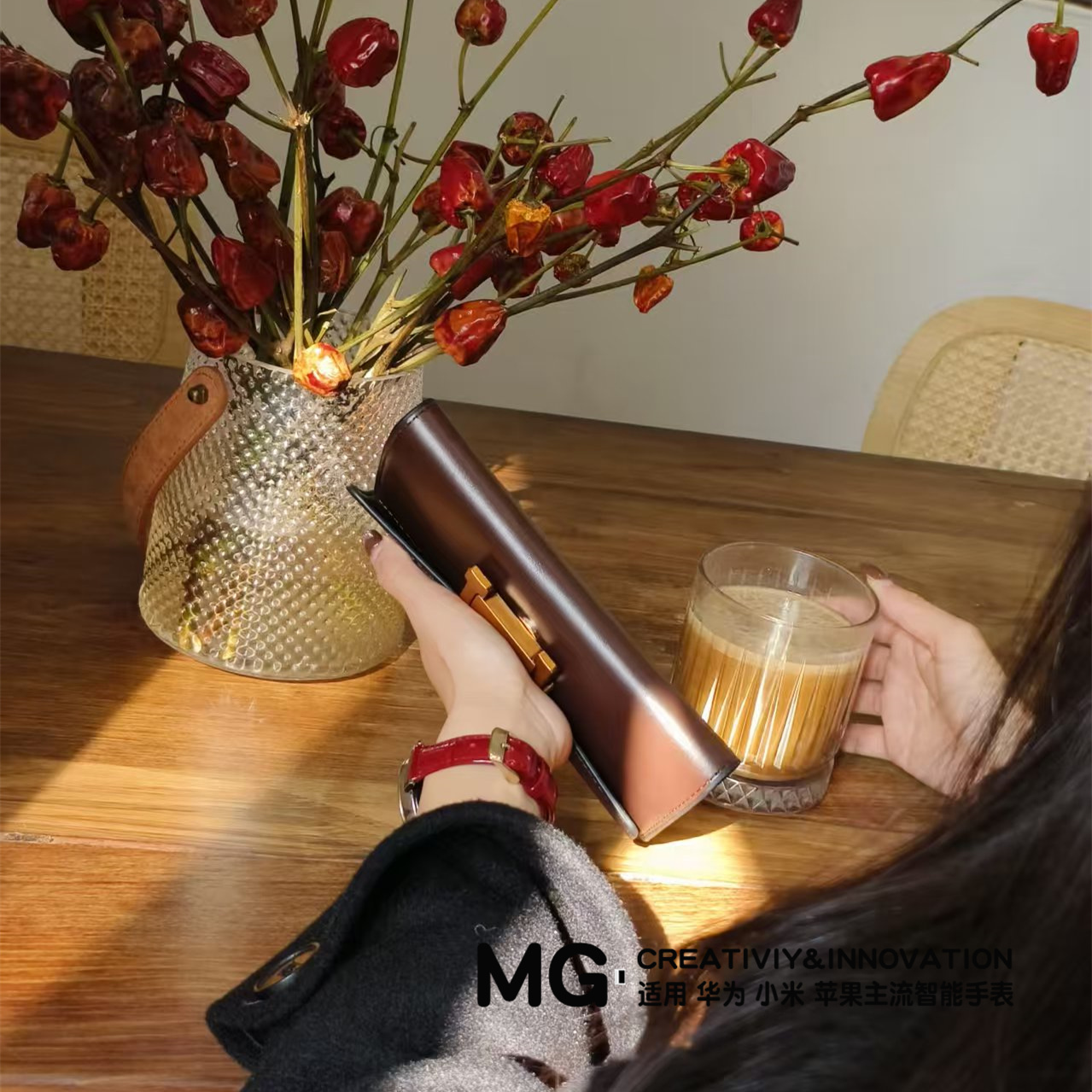 适用于GT6亮面复古真皮表带GT5竹节纹轻奢款GT4替换表带