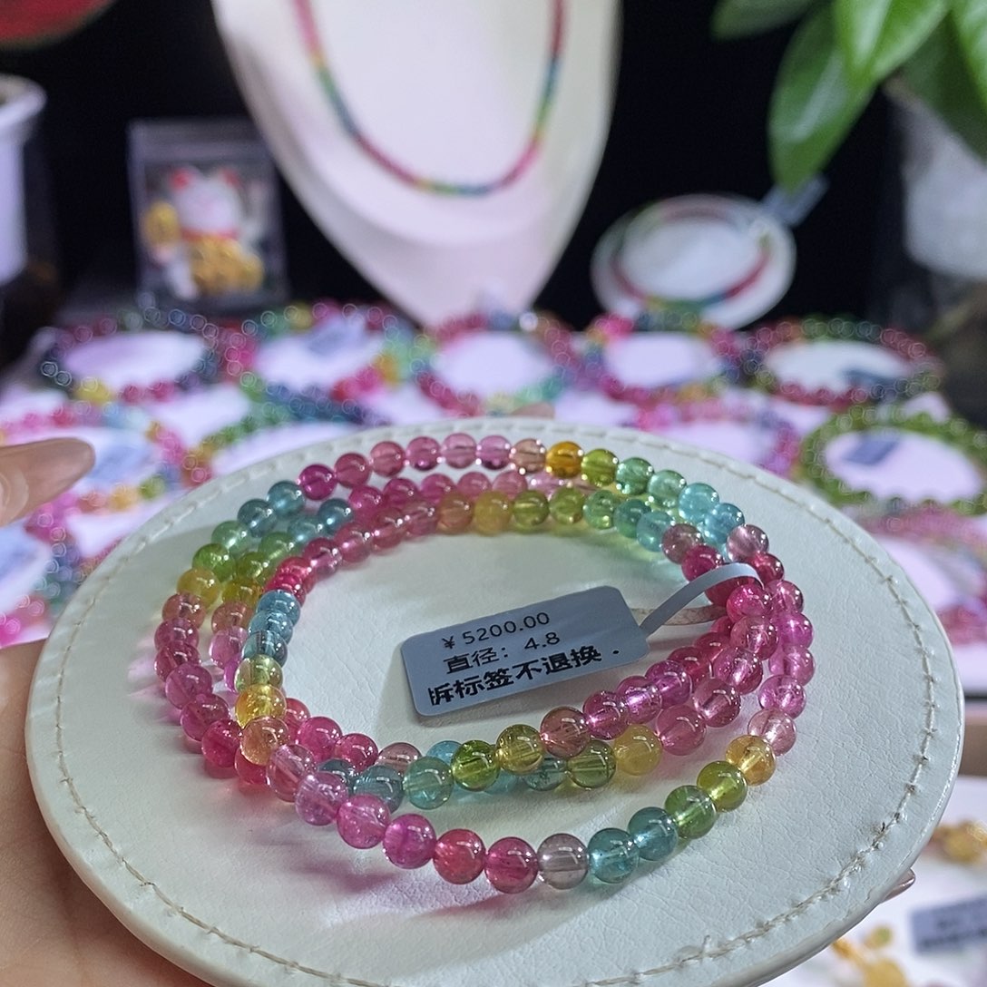 未镶嵌手链碧玺艳丽