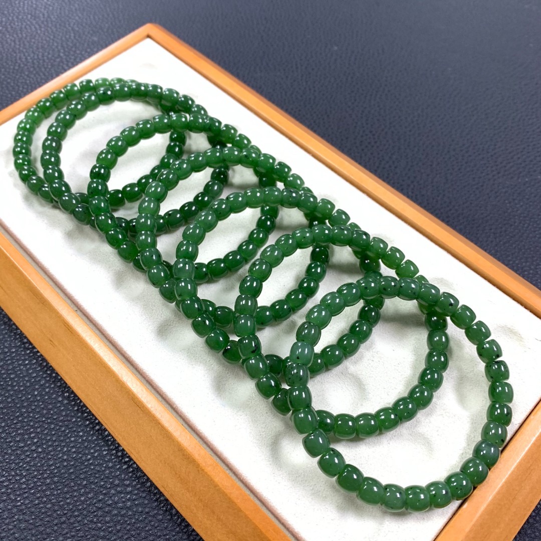 「戴琴珠宝」DQ4777-和田碧玉直切7mm左右单圈手串（多样性发其一）