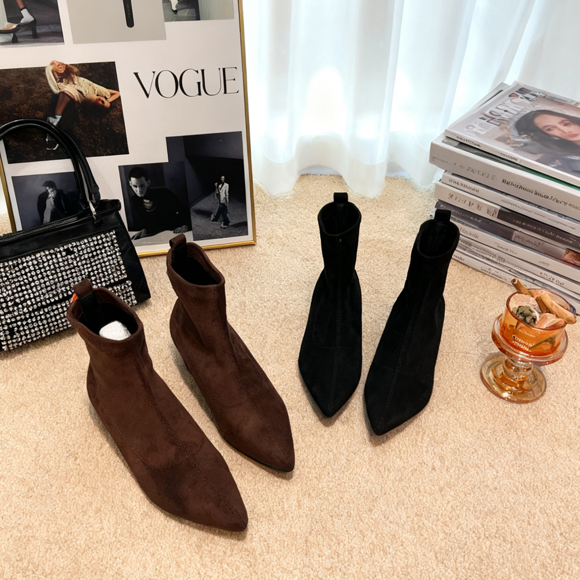 秋冬时尚百搭瘦瘦靴尖头低跟显瘦女靴女款爆款2025新款619-2