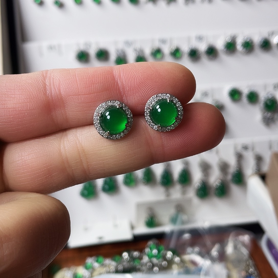 玛瑙/玉髓合金耳钉