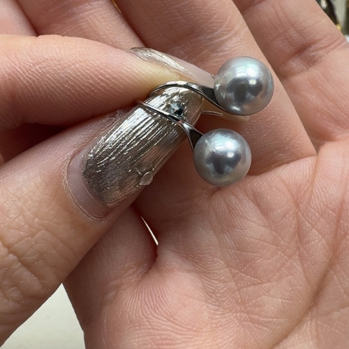 银S925镶嵌海水珍珠耳饰
