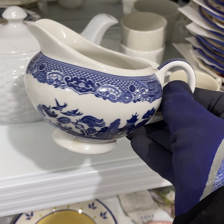 瓷片蓝园林公道杯一个