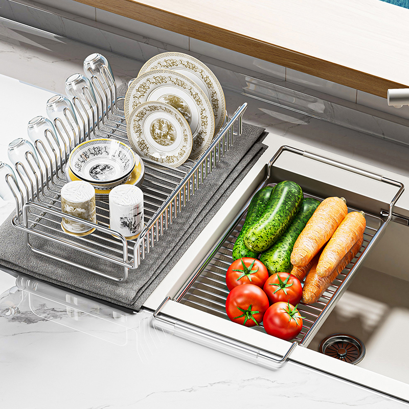 优勤厨房水槽置物架洗碗池多功能碗碟沥水架台面碗盘餐具收纳碗架