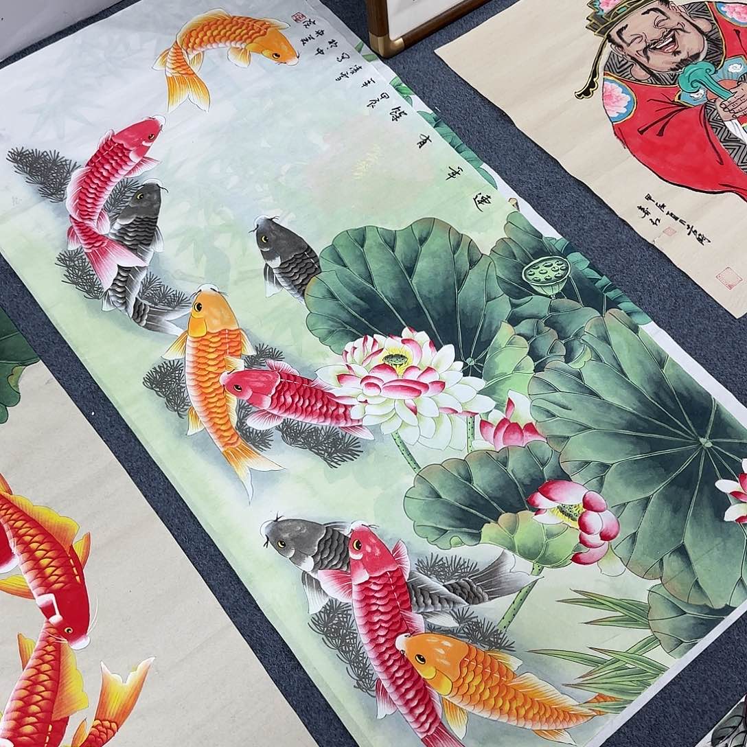 国画尺寸70X138手绘作品 