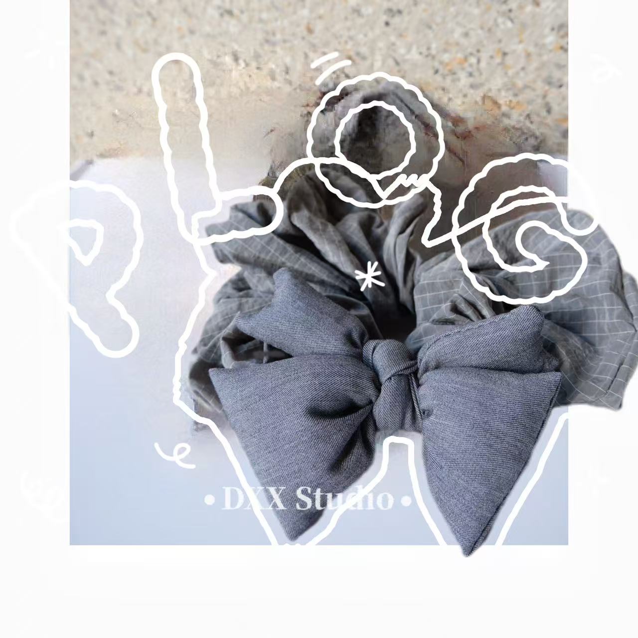 小众设计灰色蝴蝶结发圈发饰47330