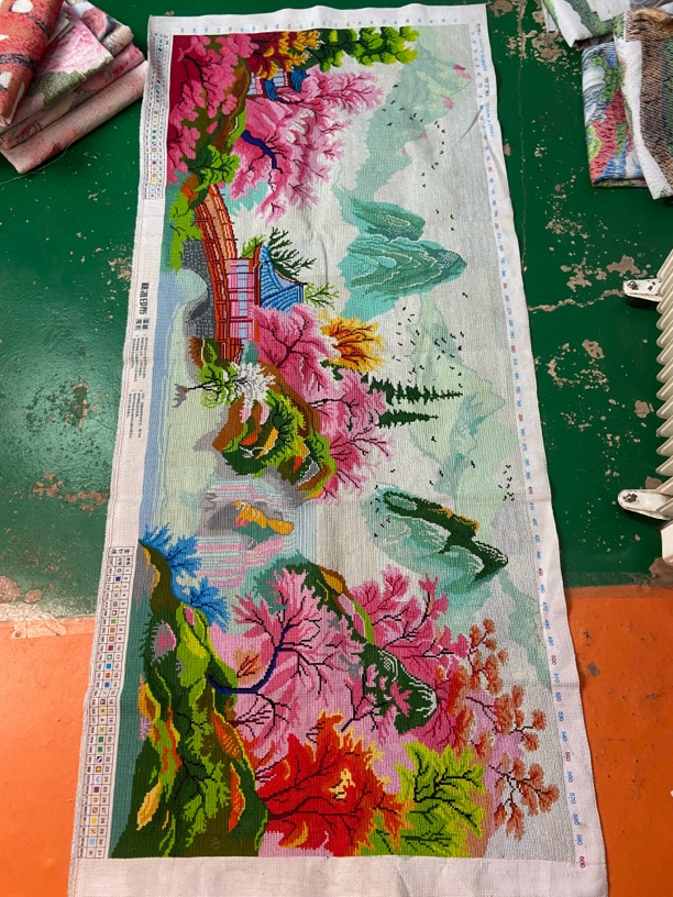 纯手工十字绣成品桃源仙谷180×78.cm客厅挂画