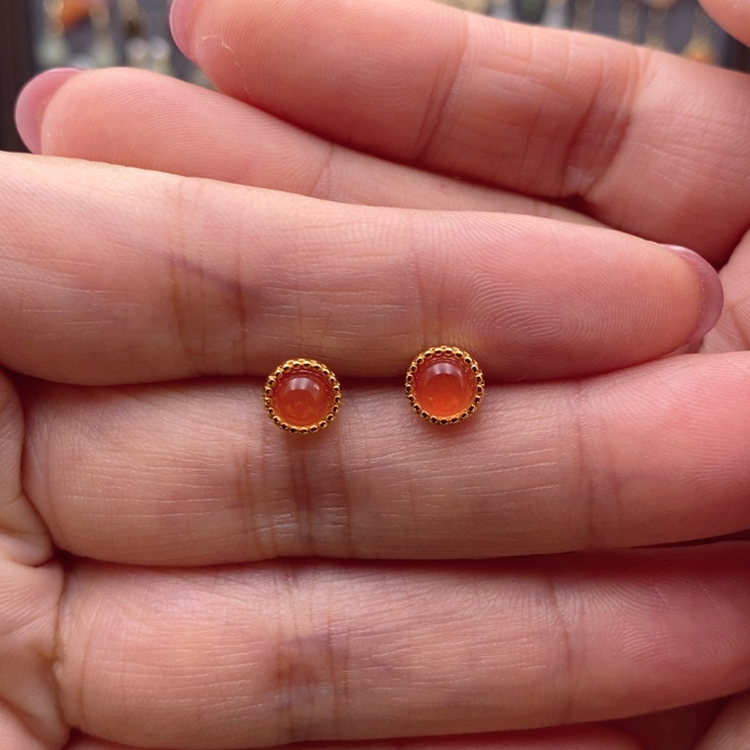 银S925镶嵌和田玉耳饰