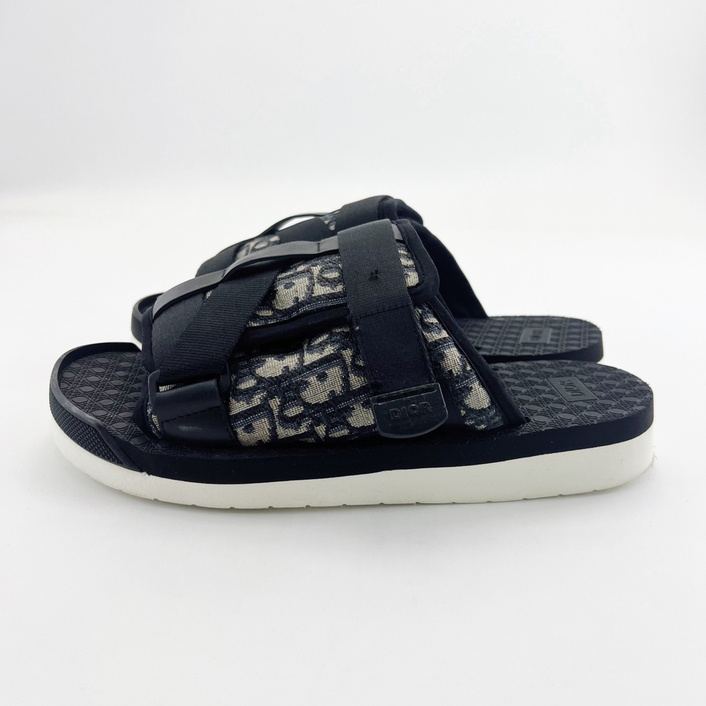 95新 DIOR/迪奥 41码/黑色经典老花满印绑带一脚蹬拖鞋/15727624