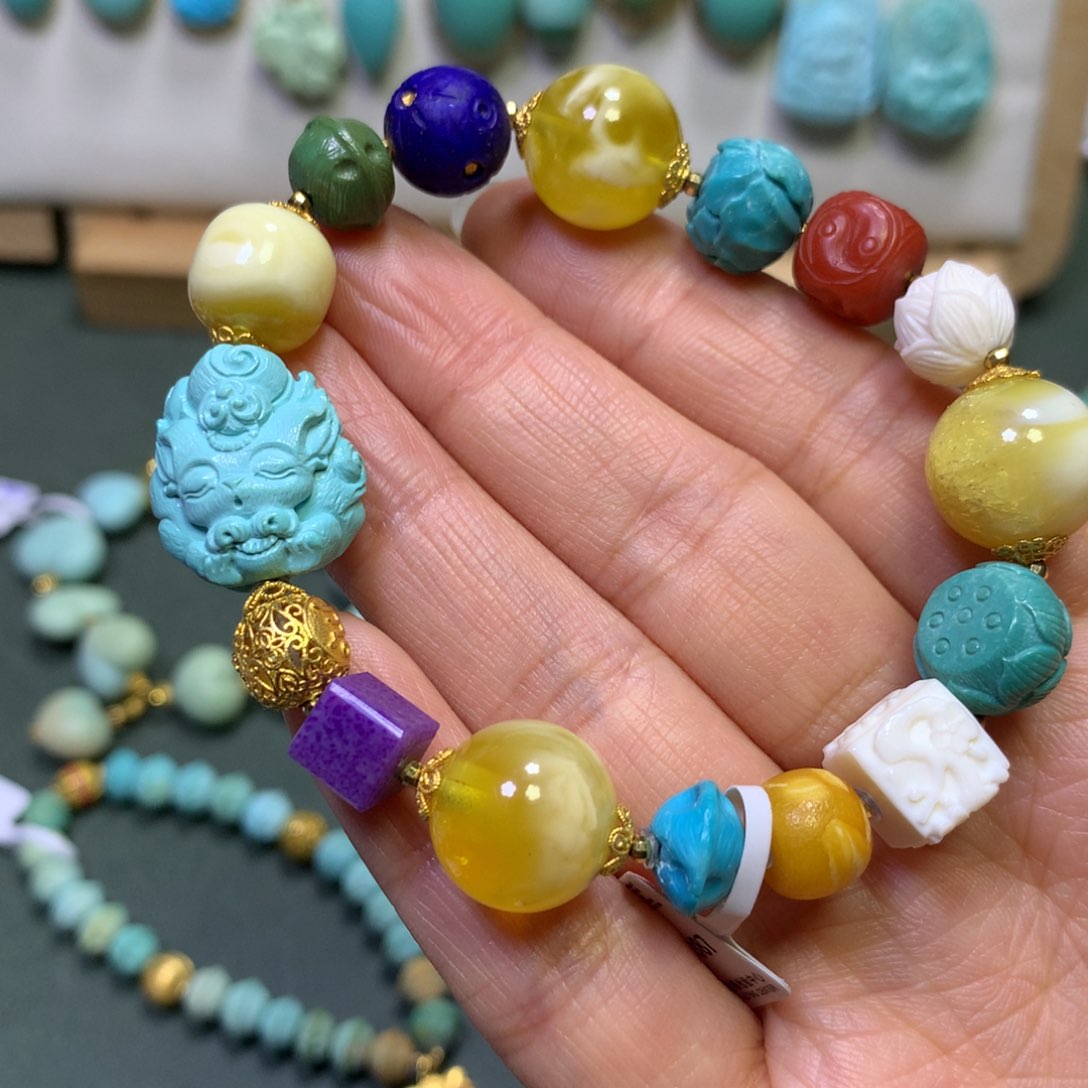 绿松石手串18K金镶嵌