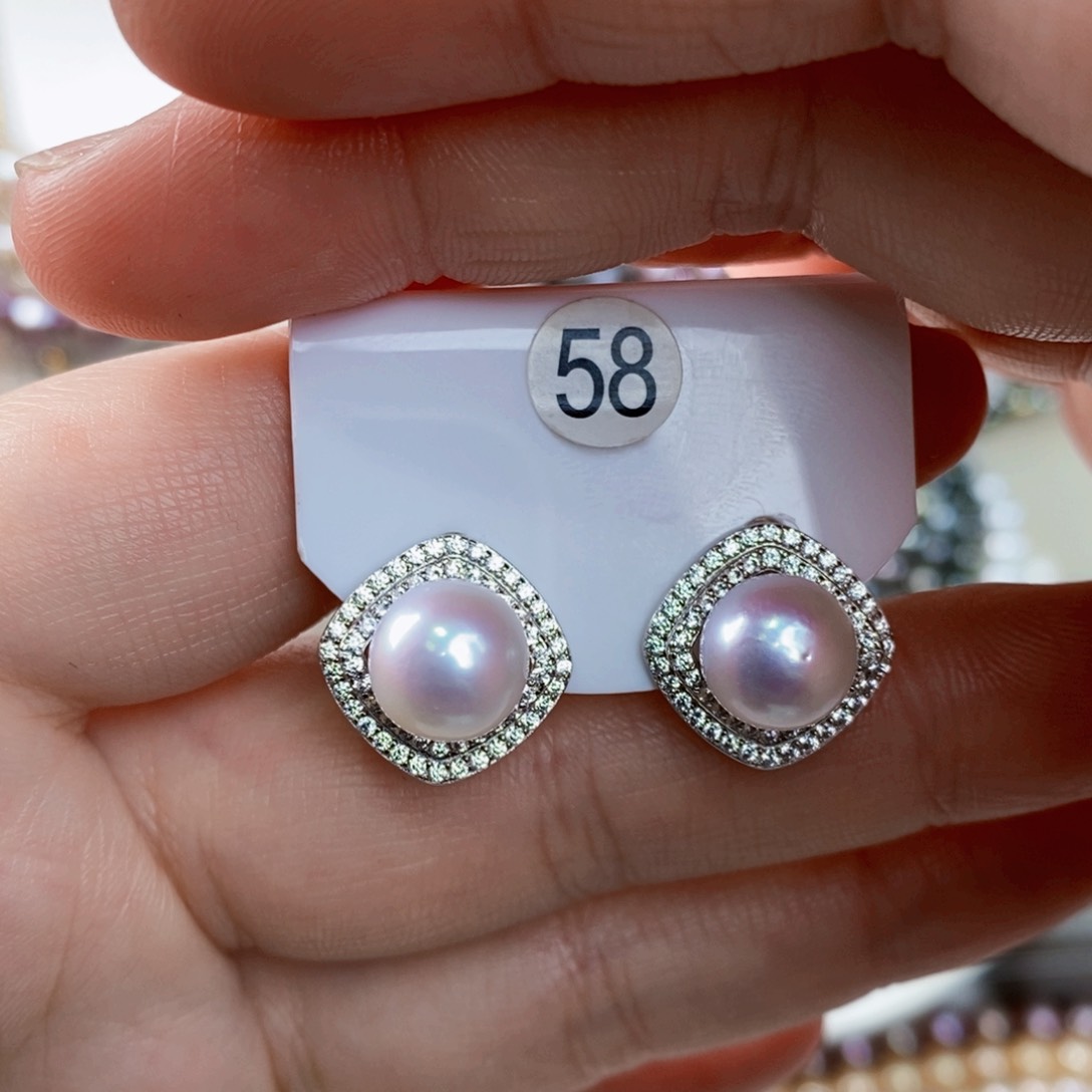 淡水珍珠耳饰银S925镶嵌