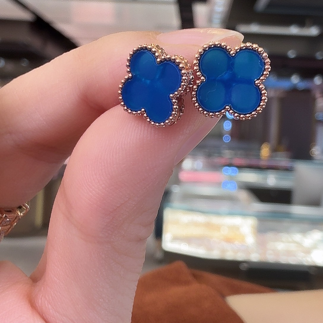 18K金镶嵌耳环玛瑙/玉髓耳环