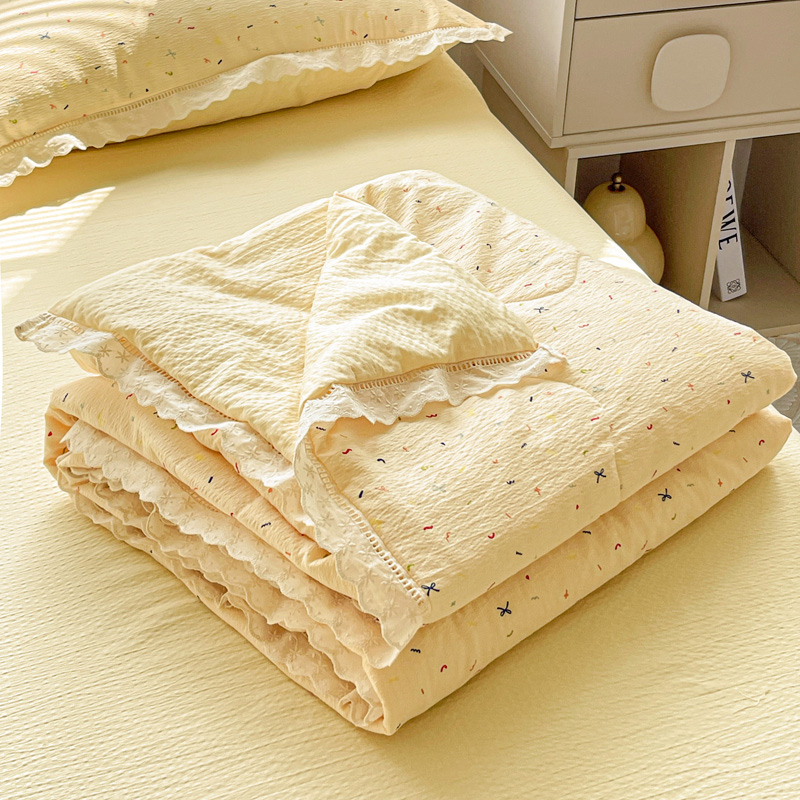 ins清新双层纱夏凉被四件套夏季单人双人夏被空调被非全棉可机洗3