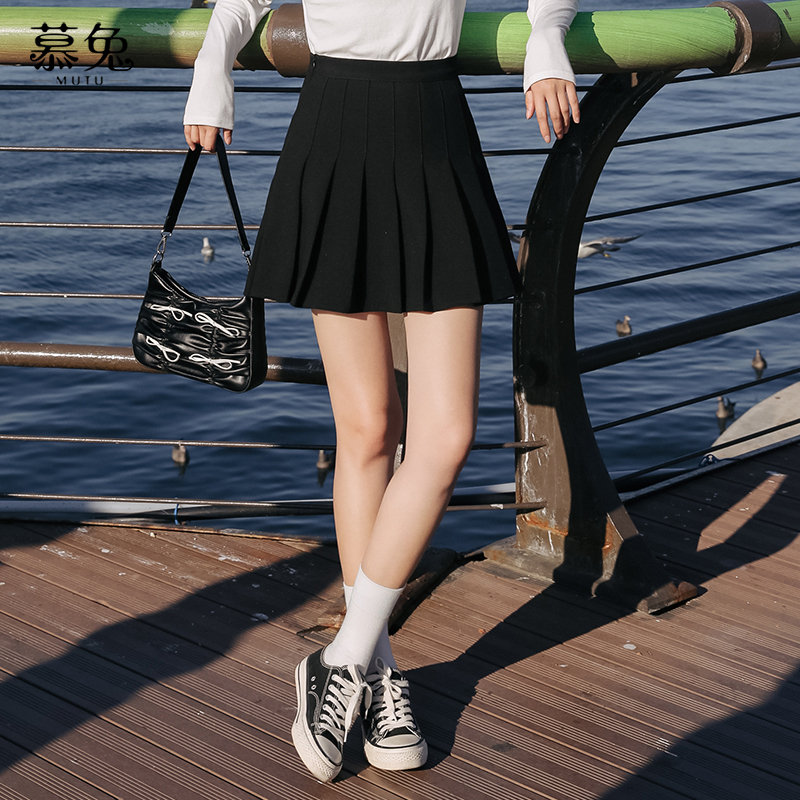 高腰黑色百褶半身裙短裙女春季2024新款韩版小个子jk包臀a字裙子