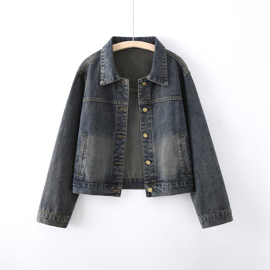 201~300牛仔衣短款翻领水洗长袖简约修身时尚百搭休闲