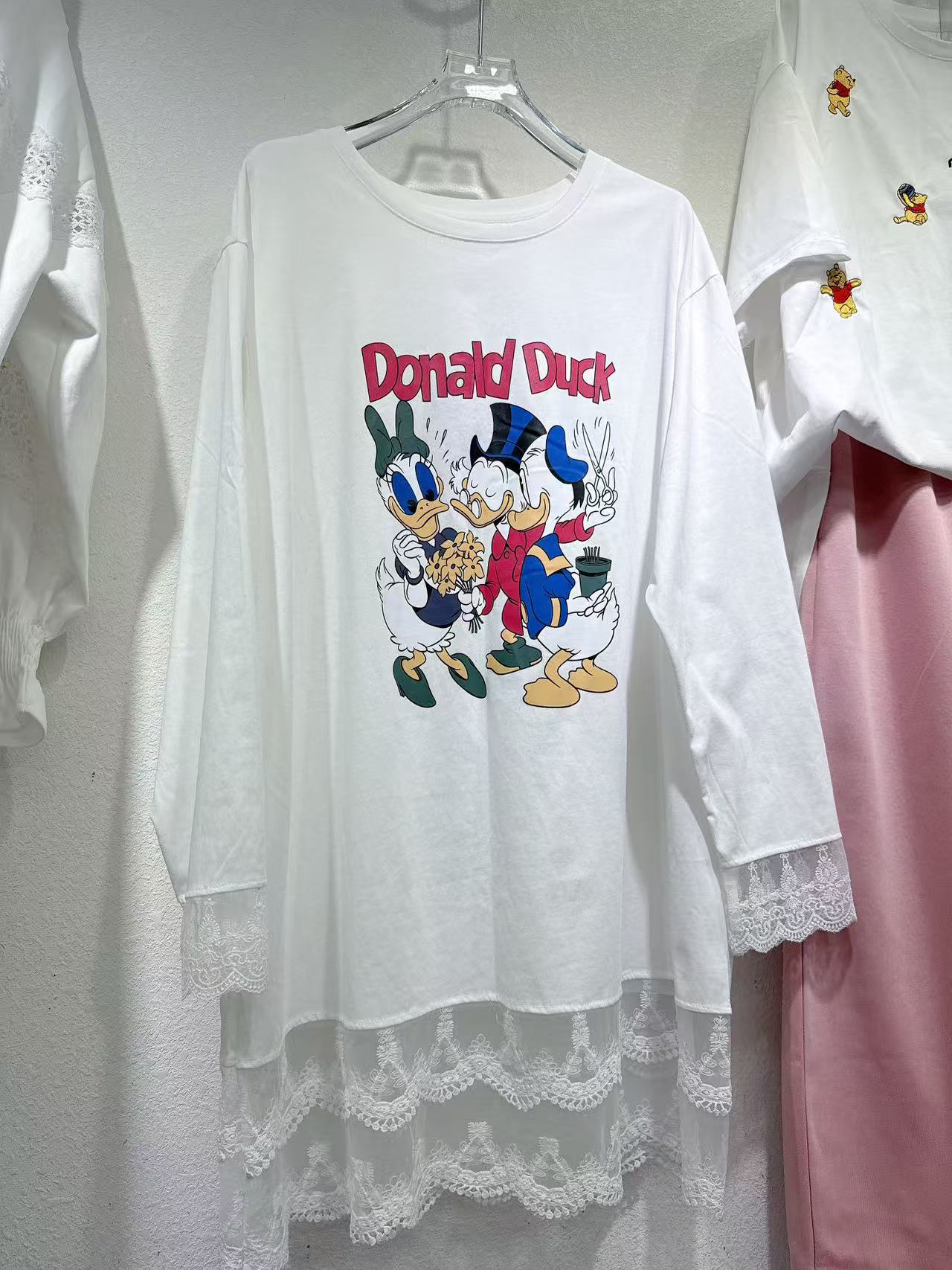 W阿薇•老鸭蕾丝边洋气大T 