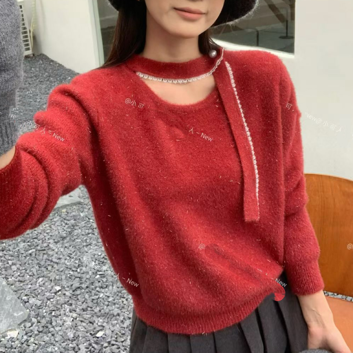 【小白姐姐】316冬季水貂飘带亮丝毛衣