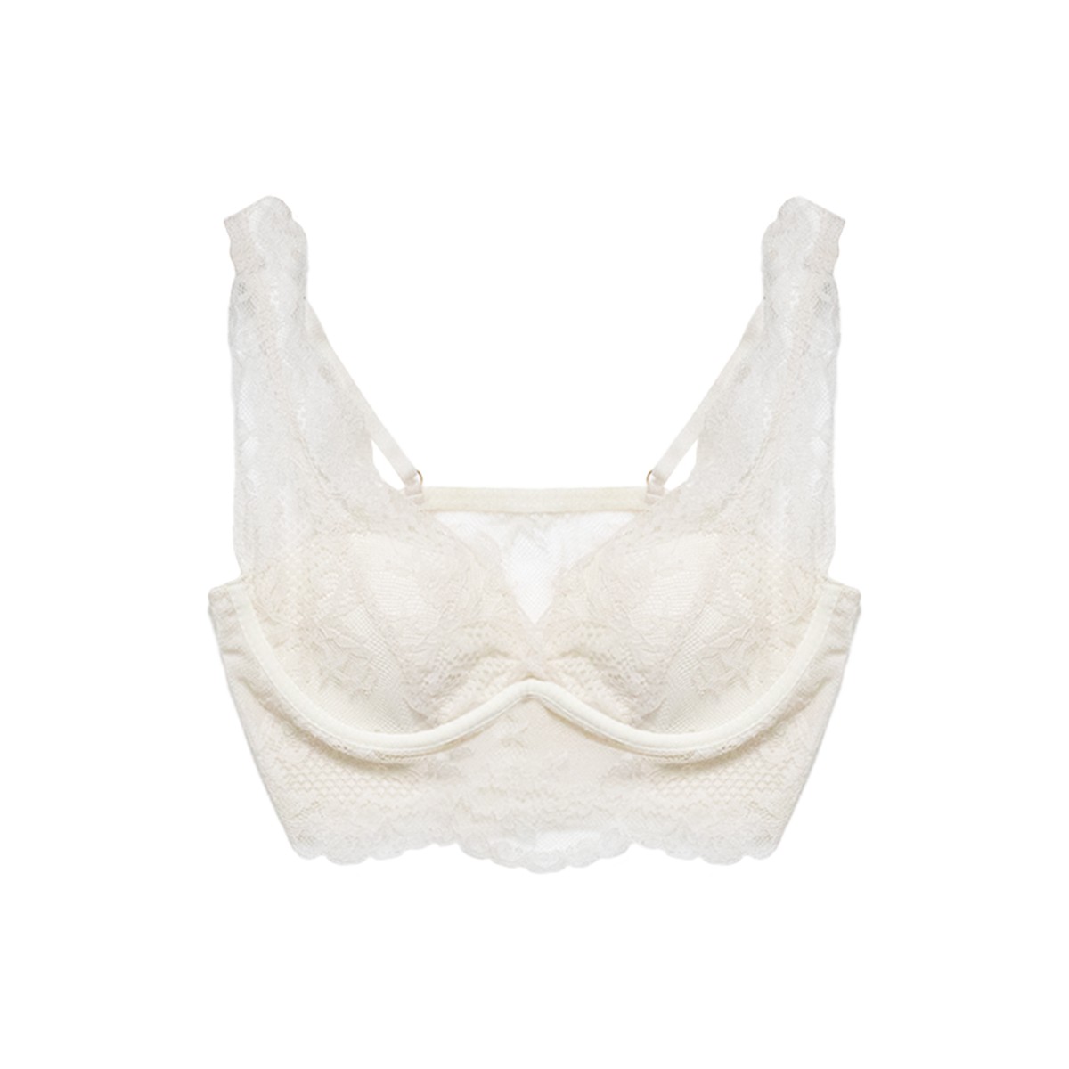 【槿淮】米白色蕾丝内衣美背