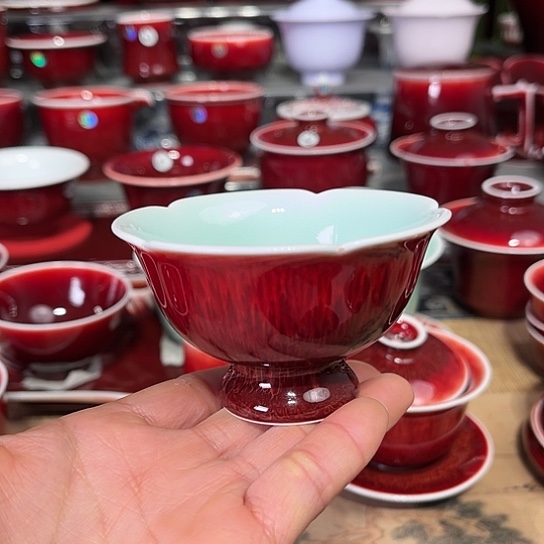 景德镇陶瓷红马坊高脚杯