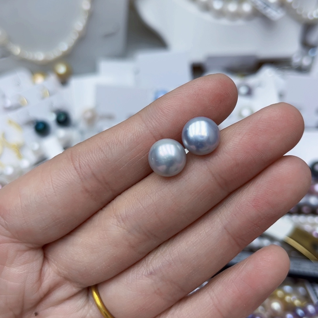 淡水珍珠耳饰银S925镶嵌