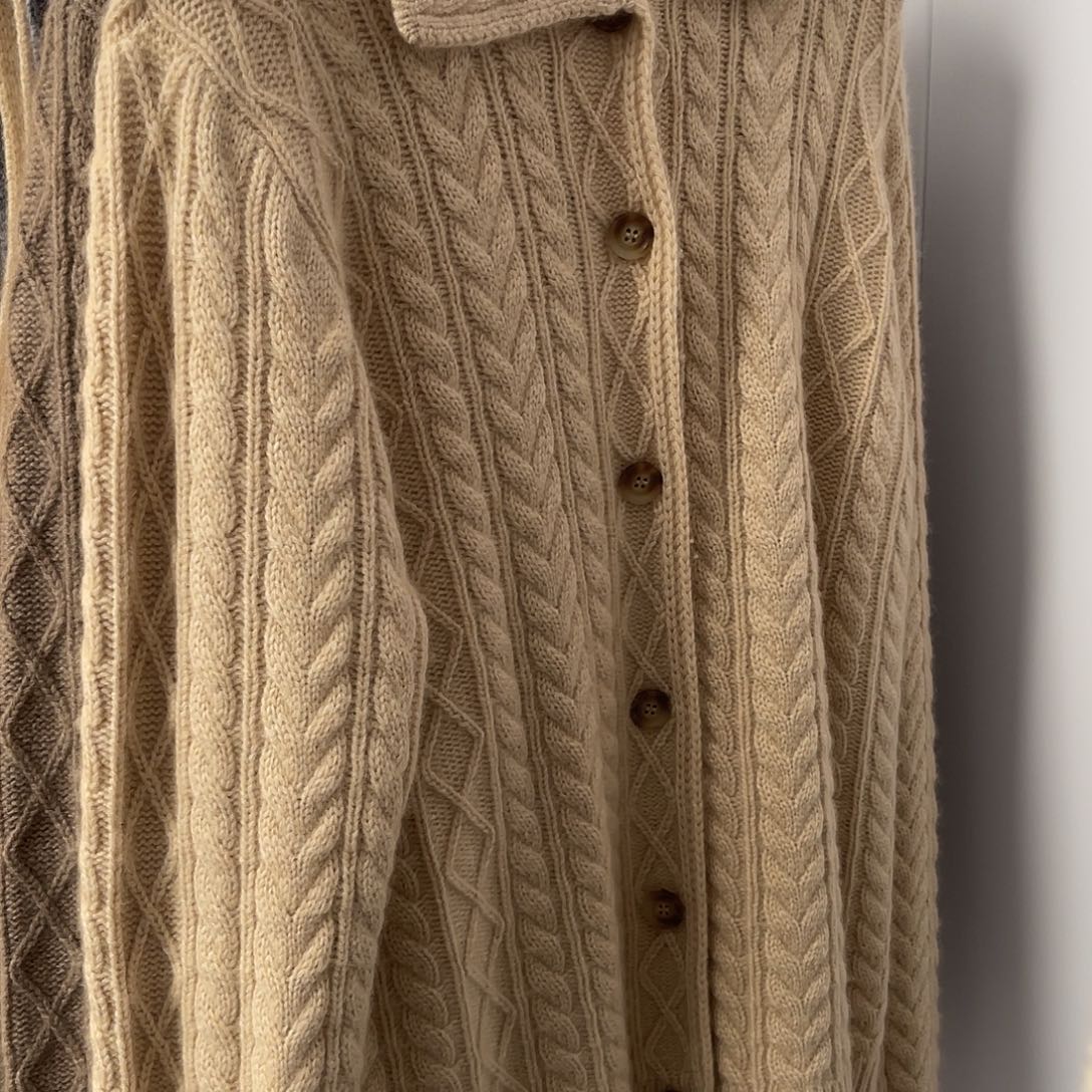 Polo领纽花羊绒开衫