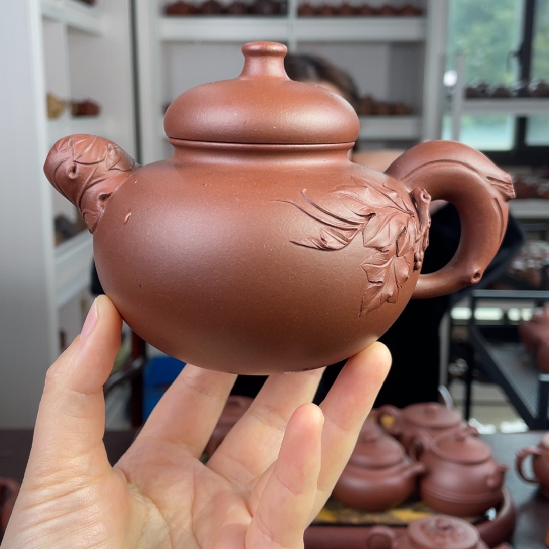 紫砂茶壶底槽清葫芦贴桃360cc