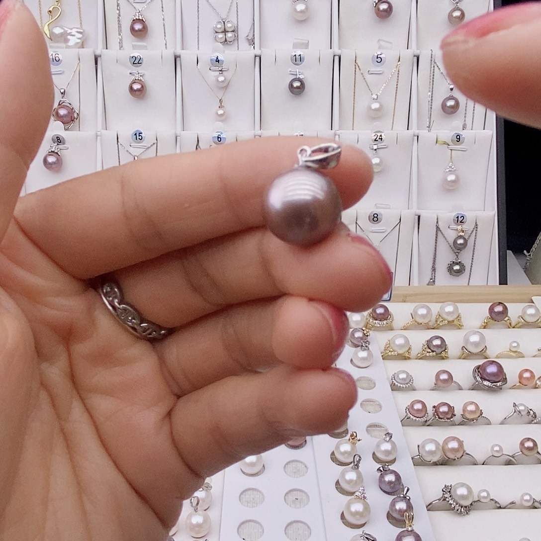 银S925镶嵌吊坠(不含链)淡水珍珠