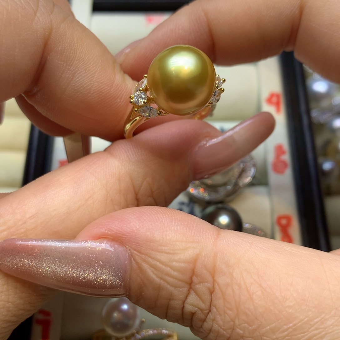 银S925镶嵌戒指海水珍珠