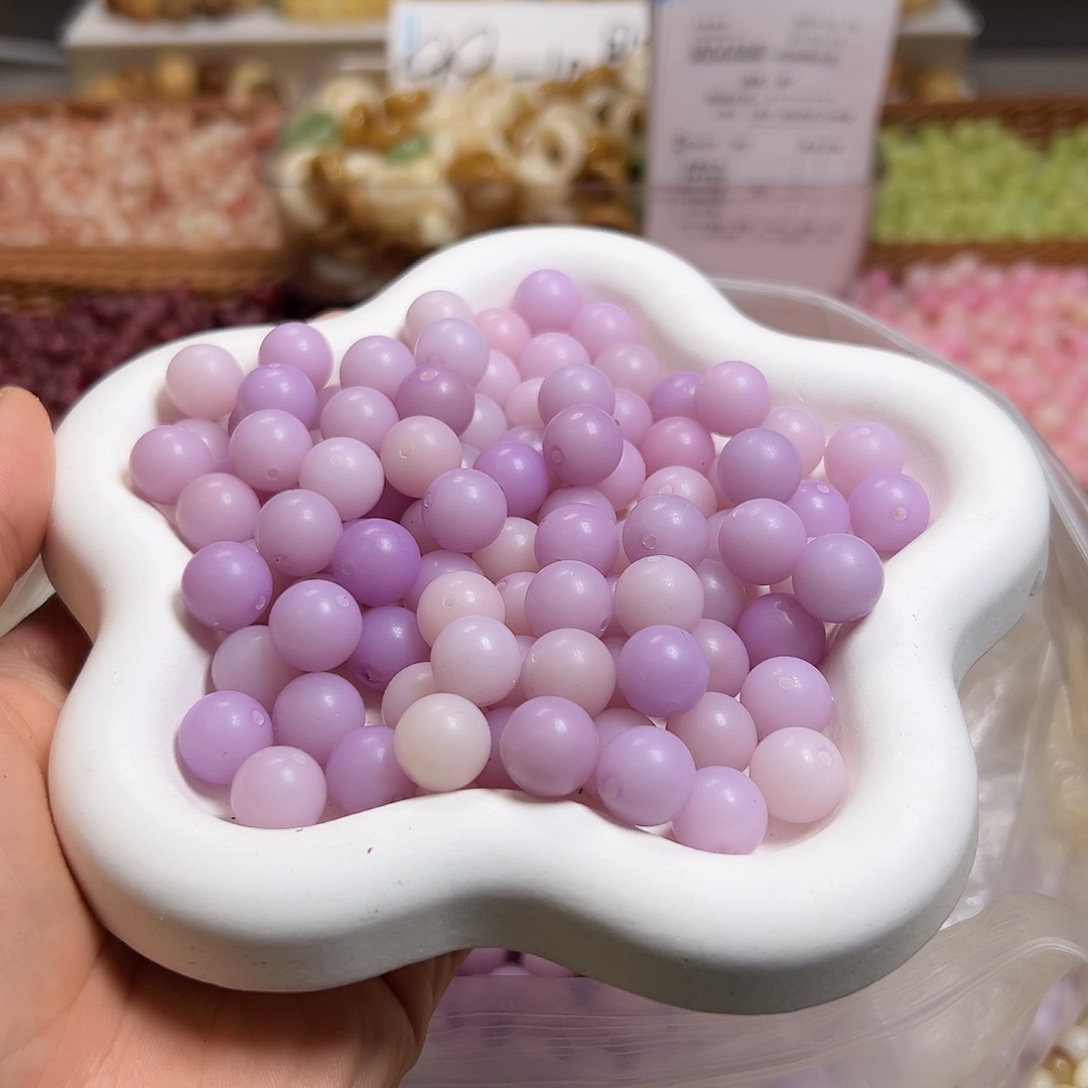 菩提根/象牙果吊坠卡12香芋紫圆珠100颗