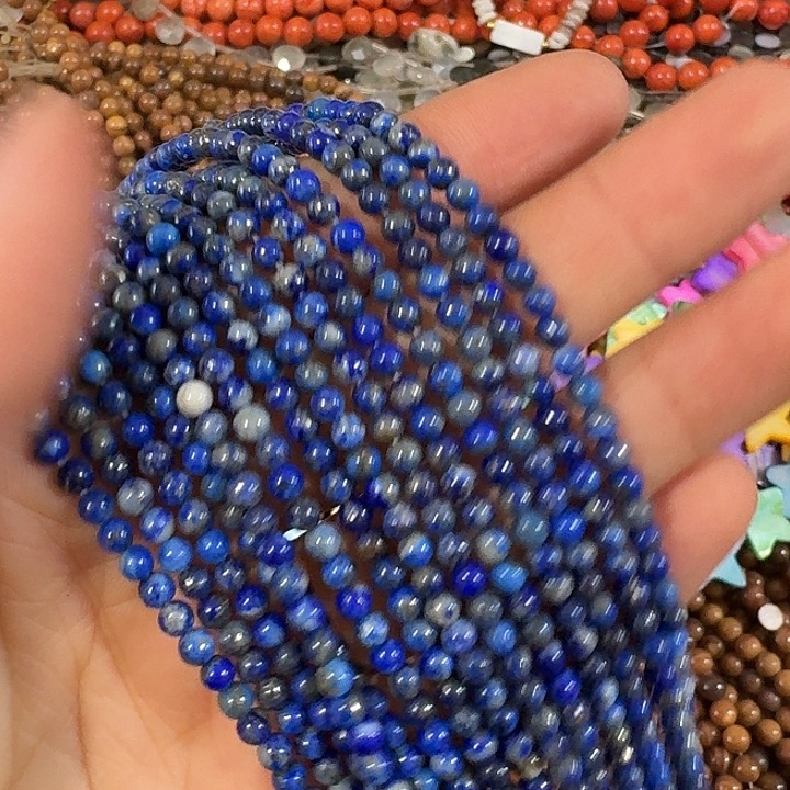 玛瑙/玉髓合金珠宝半成品一条3.8mm青金圆珠