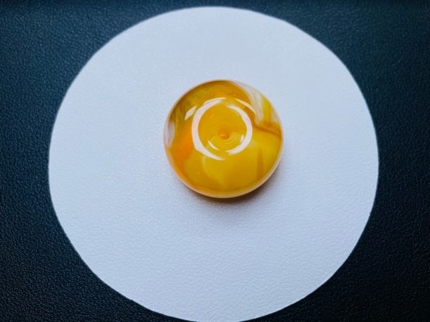 焦皮料 橘红灵动 蜜蜡平安扣 34X18.2mm 13克
