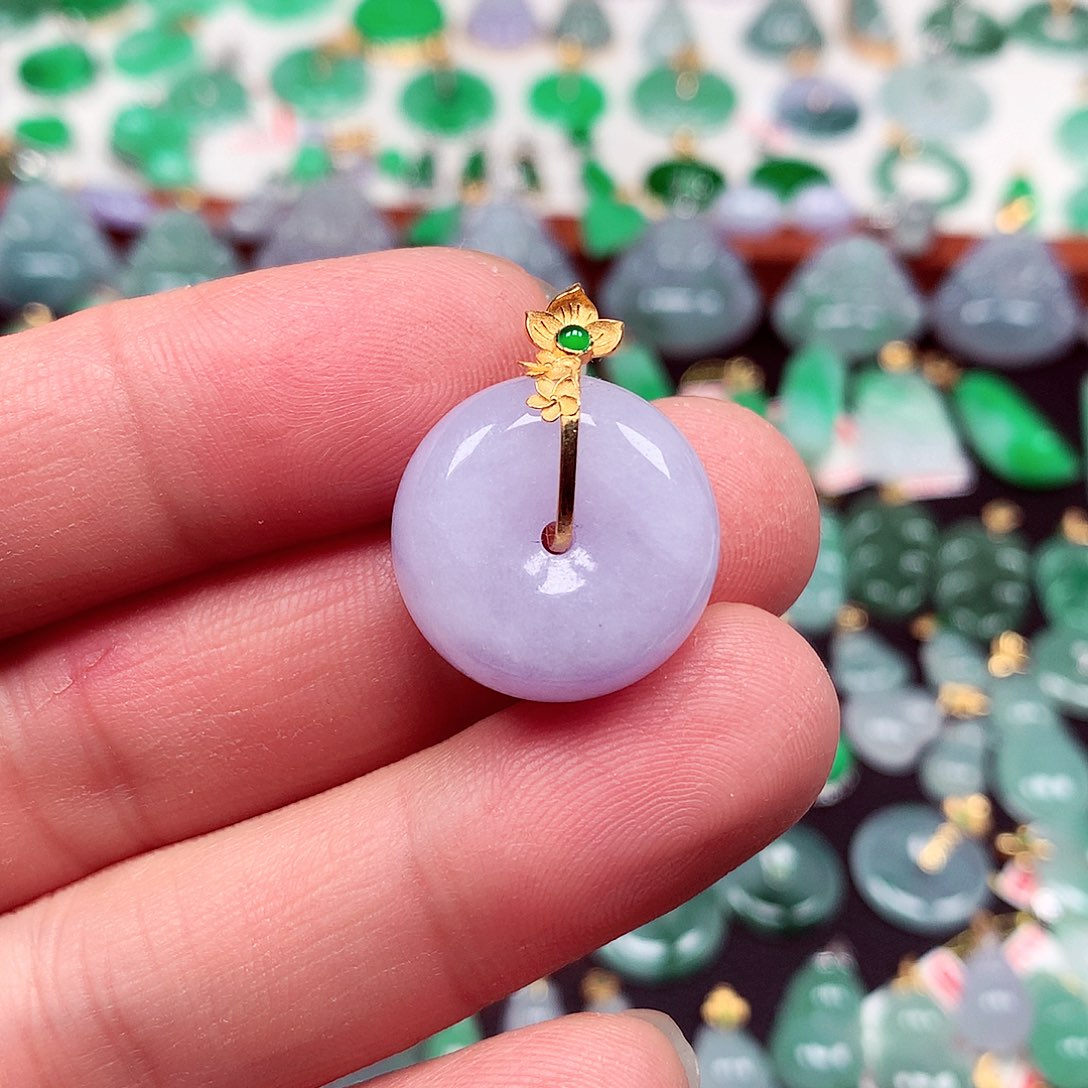 翡翠18K金镶嵌挂件