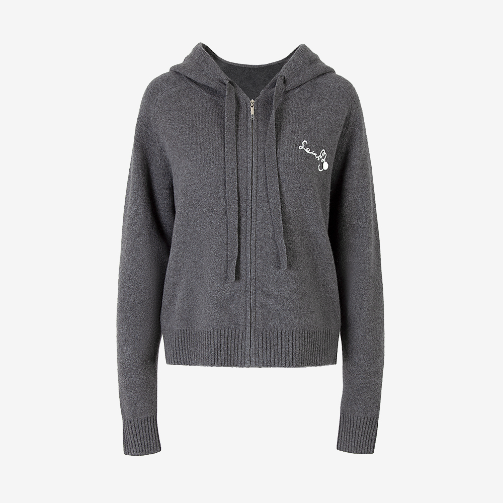 FALEMIG-萝家拉链连帽针织开衫毛衣M013DX