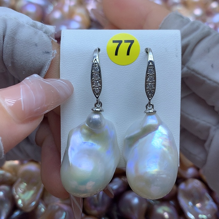 淡水珍珠耳饰银S925镶嵌