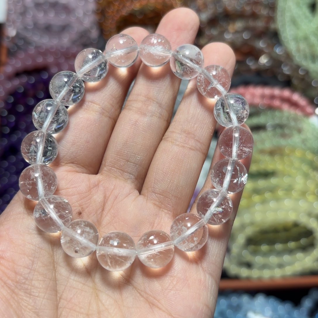 水晶手链未镶嵌8**汁11mm 白啊赛 拍十单一条