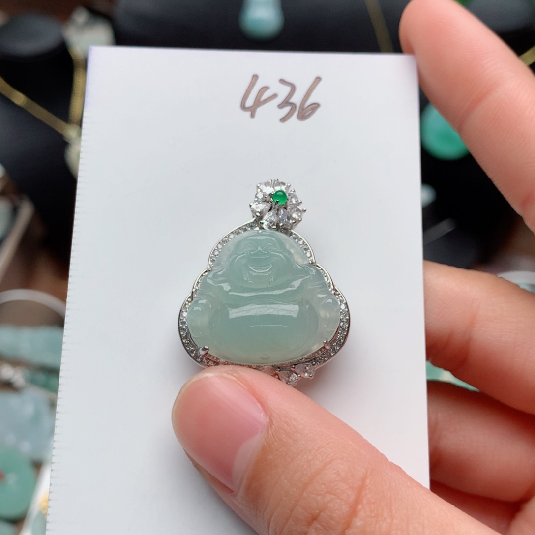 翡翠颈饰银S925镶嵌吊坠