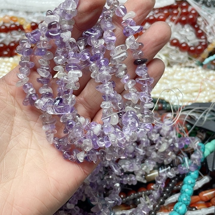 玛瑙/玉髓珠宝半成品未镶嵌一条紫水晶碎石毛衣链