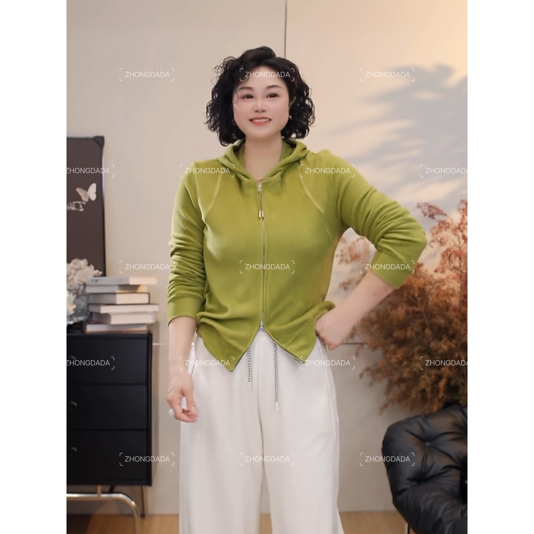 ZHONG大大【】加厚连帽卫衣开衫女冬季新款休闲百搭舒适外套1033