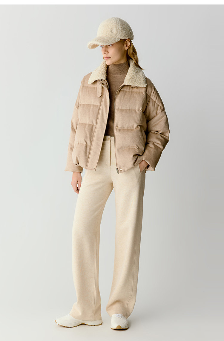 杰瑞【时髦灵魂】小禾秋冬丝驼绒鹅绒服柔软挺括光泽短款宽松羽绒服