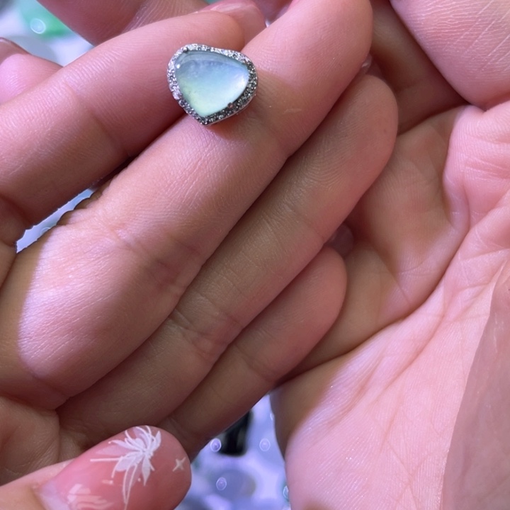 翡翠颈饰银S925镶嵌心形吊坠