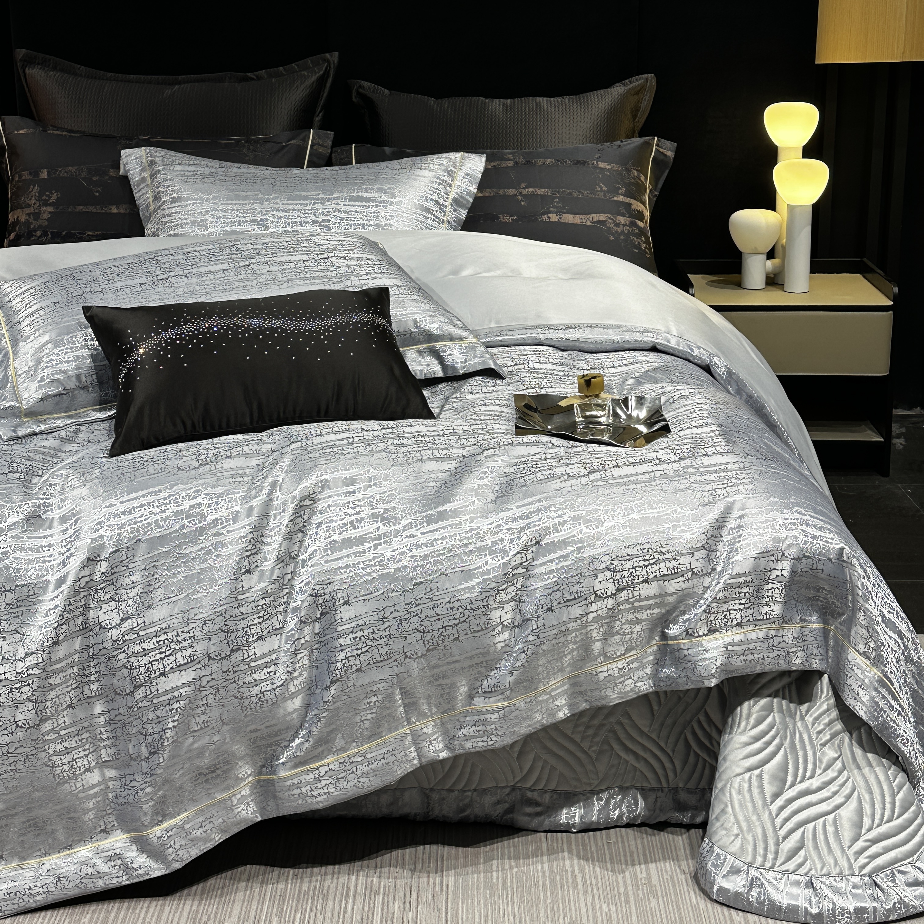 高档色织提花床盖款四件套轻奢高级感欧式简约