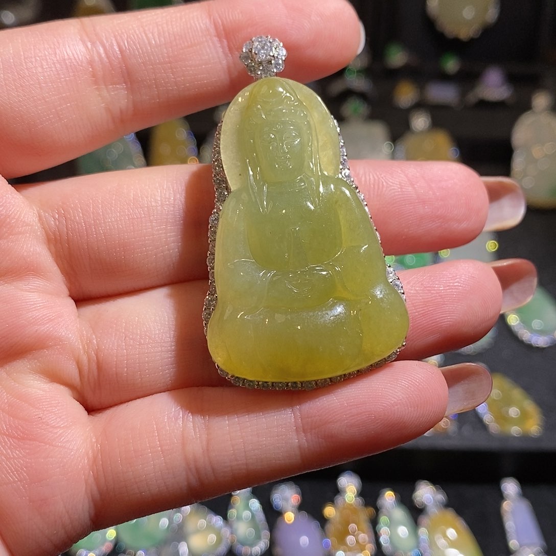 颈饰银S925镶嵌翡翠雪*8天然翡翠