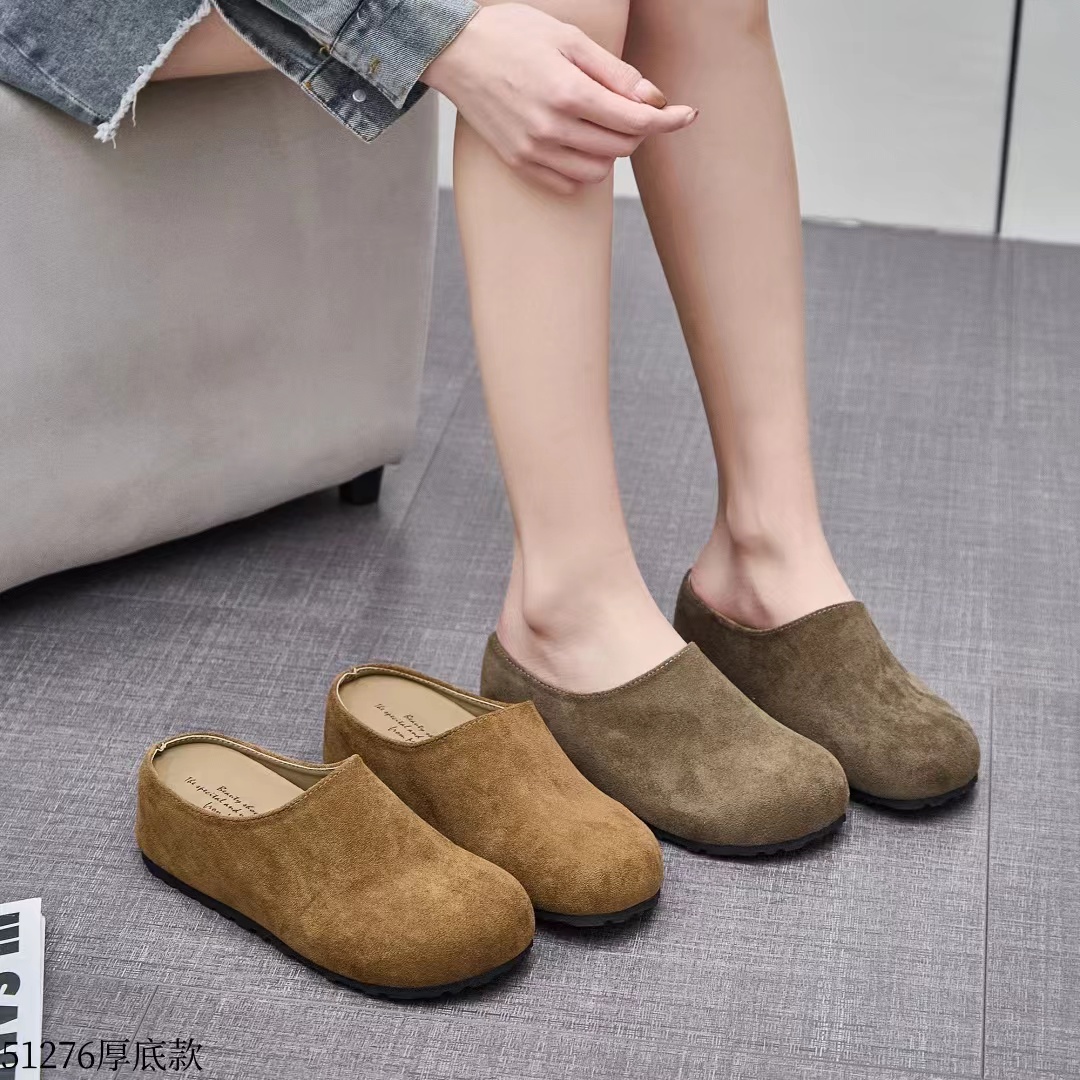 W2025春季新款厚底博肯鞋增高舒适复古拖鞋半托女鞋MN51276