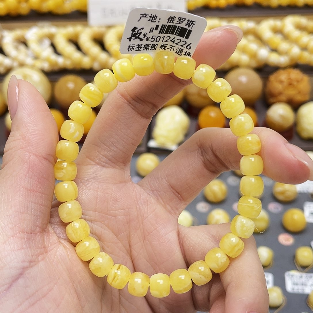 琥珀裸石未镶嵌蜜蜡老型手串7.1mm微瑕