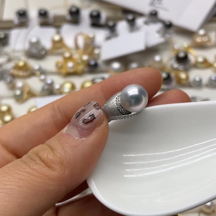 海水珍珠戒指银S925镶嵌