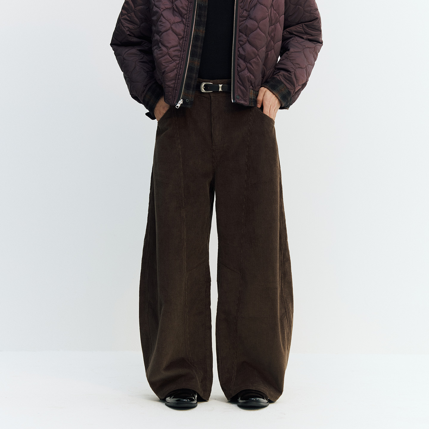 NORYBRAND 桶型扭骨弯刀裤-灯芯绒版本 宽松百搭休闲裤