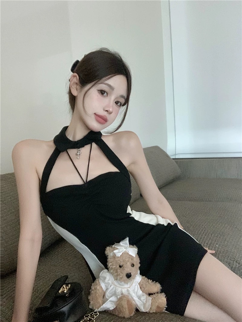 【直播间链接】纯欲赫本风连衣裙女夏季显瘦法式小个子