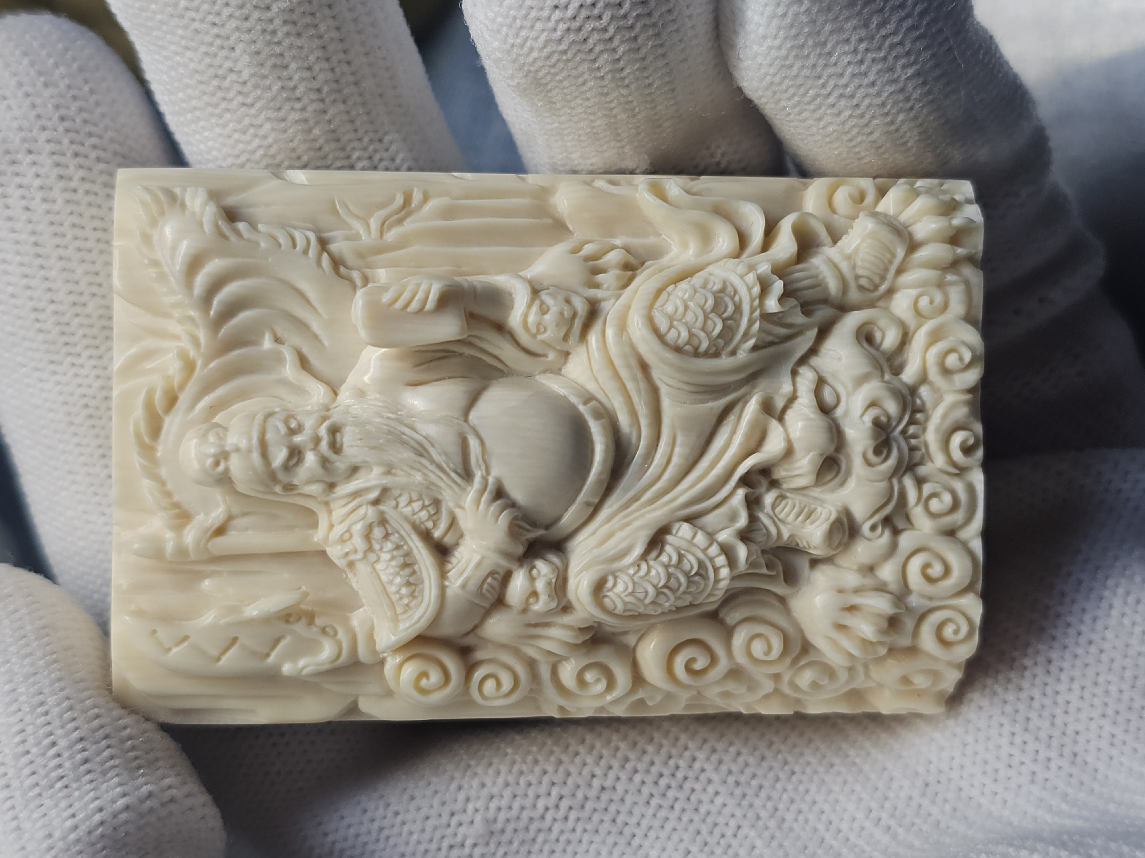 天然猛犸牙手工关羽吊坠