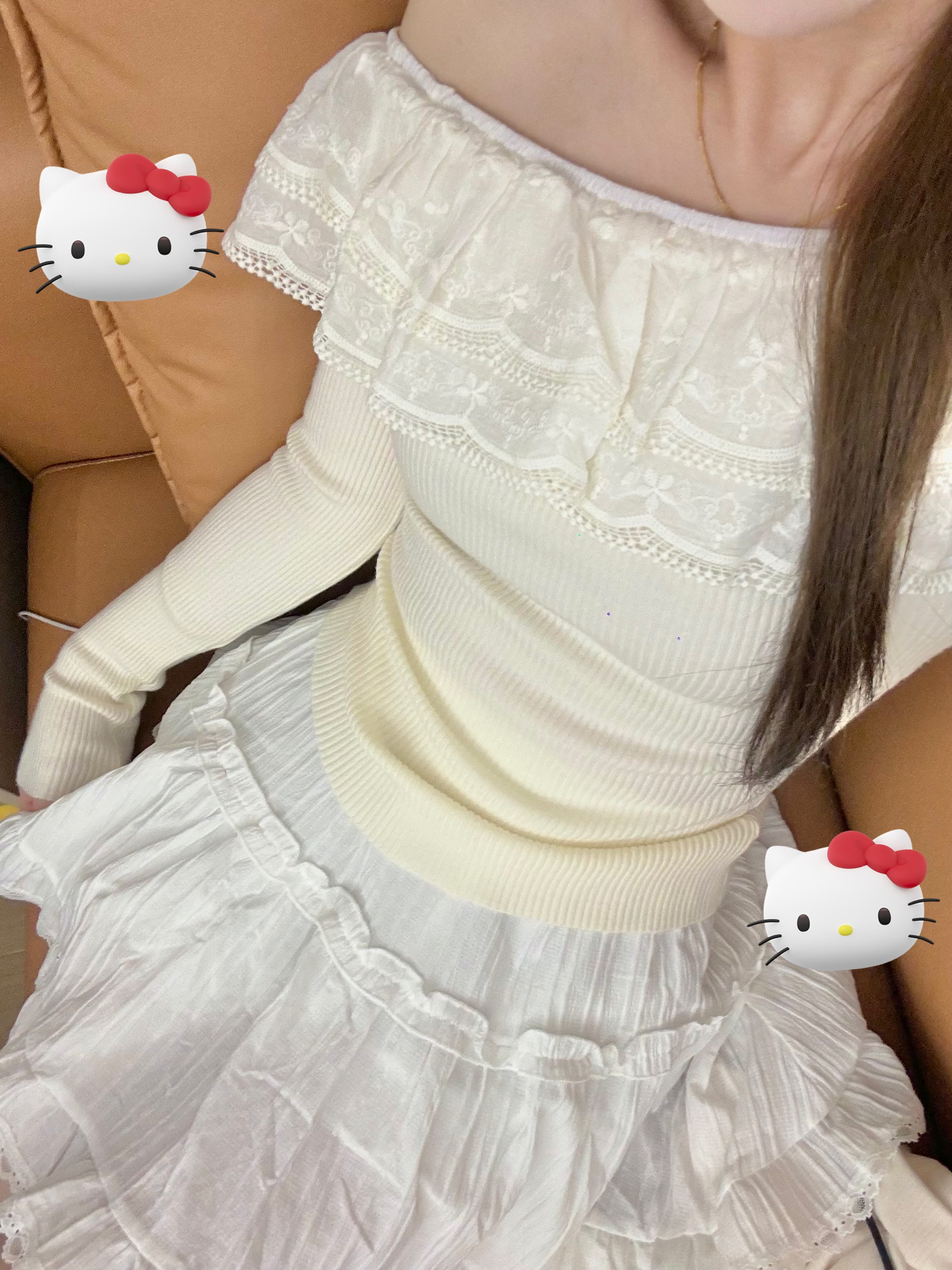 早秋新款纯欲风一字肩花边针织上衣女秋季新款修身收腰百搭上衣