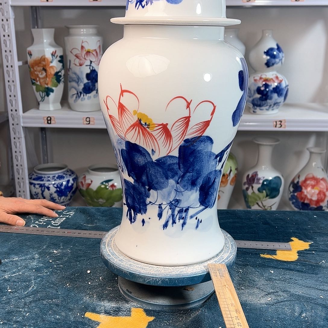 摆件景德镇陶瓷将荷花